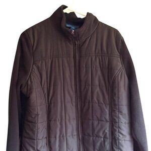 Karen Scott Black Quilted Fleece Zip Jacket